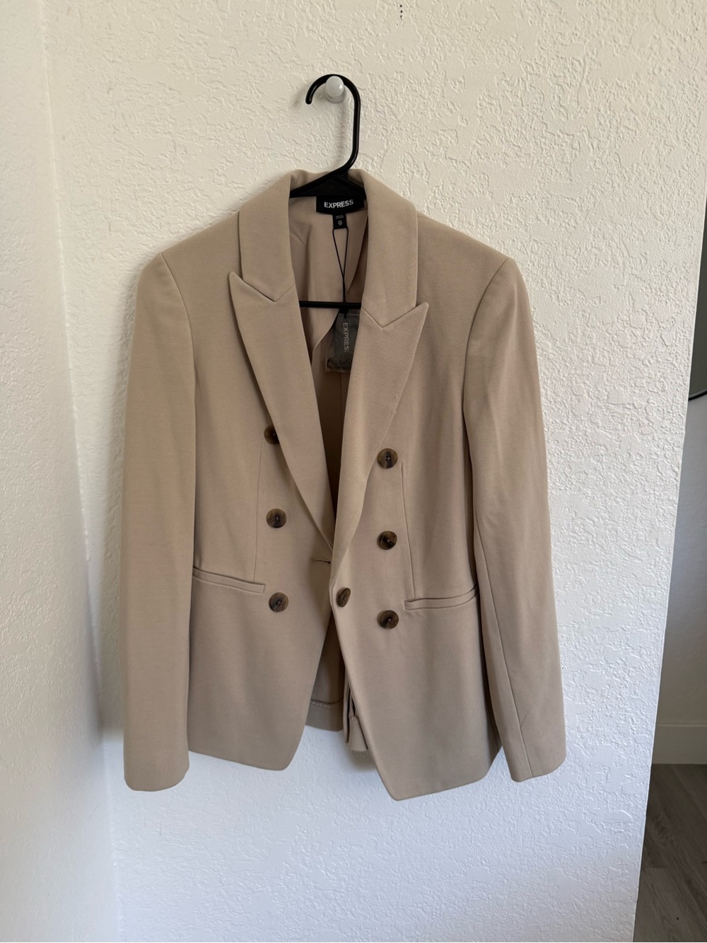 Express Double-Breasted Beige Blazer